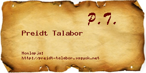 Preidt Talabor névjegykártya